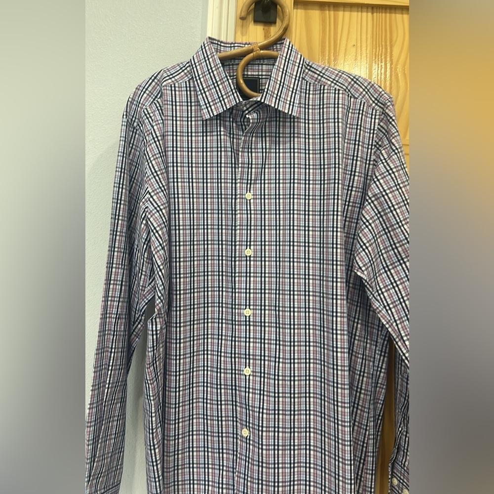 David Donahue Checkered Multicolor Long Sleeve Button Down Shirt. Size 34/35